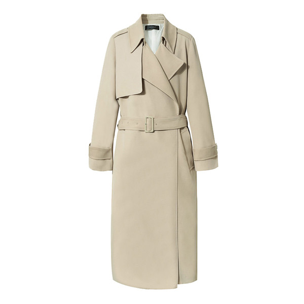 Стилно дамско палто дълъг  модел с V-образна яка в три цвята 