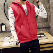 Мъжки спортно-ежедневен елек в няколко цвята с качулка