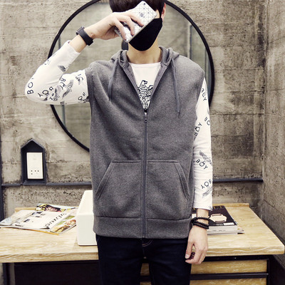 Мъжки спортно-ежедневен елек в няколко цвята с качулка