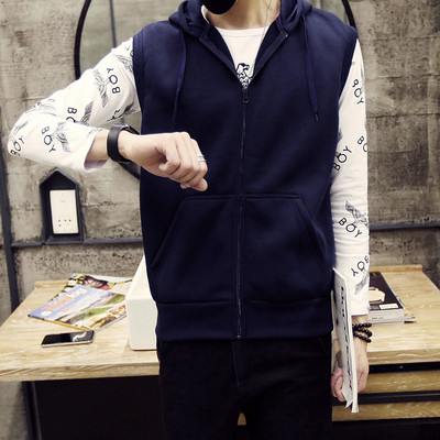 Мъжки спортно-ежедневен елек в няколко цвята с качулка