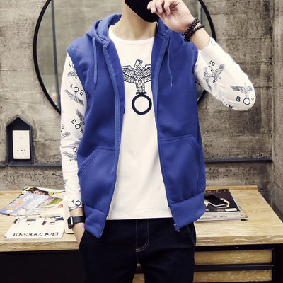 Мъжки спортно-ежедневен елек в няколко цвята с качулка