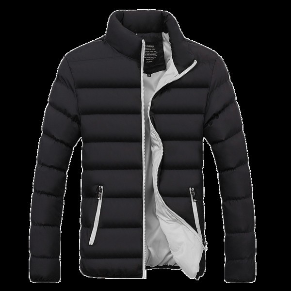 Мъжко яке в черен цвят с джобове и цветна подплата 