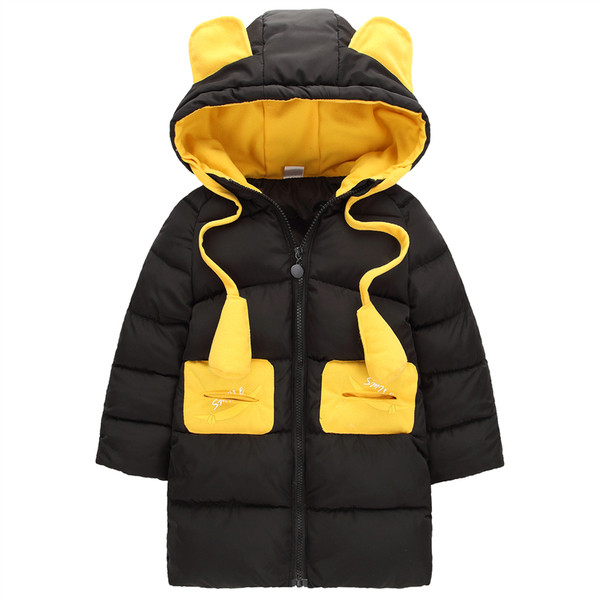 Зимно детско яке за момичета и момчета с качулка и 3D елементи в два цвята
