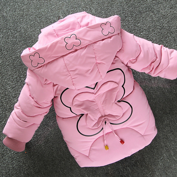 Детско зимно яке за момичета с пеперуда в четири цвята