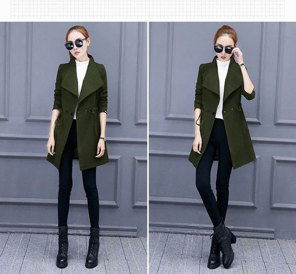 Стилно  дамско палто  с V-образна яка в няколко цвята 