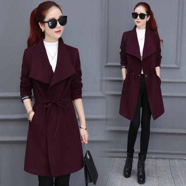 Стилно  дамско палто  с V-образна яка в няколко цвята 