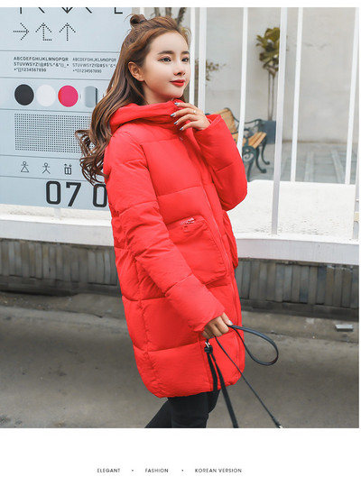 Μακρύ γυναικείο μπουφάν με τσέπες σε πέντε χρώματα