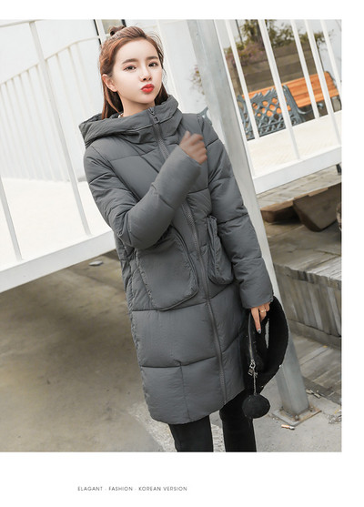 Μακρύ γυναικείο μπουφάν με τσέπες σε πέντε χρώματα