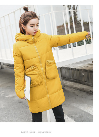 Μακρύ γυναικείο μπουφάν με τσέπες σε πέντε χρώματα