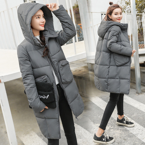 Μακρύ γυναικείο μπουφάν με τσέπες σε πέντε χρώματα