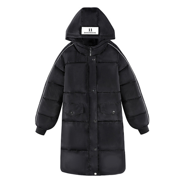 Дълго дамско яке в черен и червен цвят