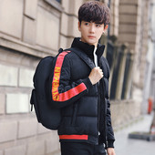 Ежедневно мъжко яке в черен и бял цвят с надпис