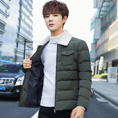 Мъжко яке с джобове и мека яка в няколко цвята - Slim модел