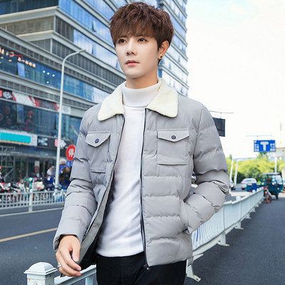 Мъжко яке с джобове и мека яка в няколко цвята - Slim модел