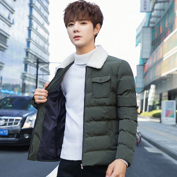 Мъжко яке с джобове и мека яка в няколко цвята - Slim модел