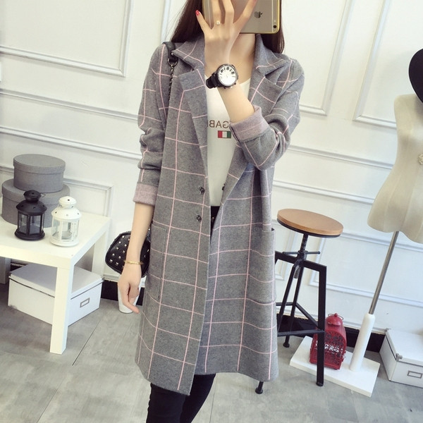 Дамско карирано палто в няколко цвята 