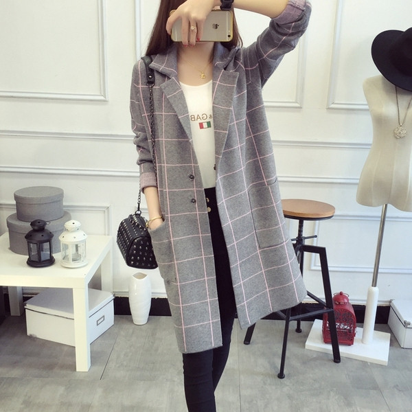 Дамско карирано палто в няколко цвята 