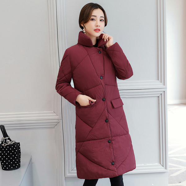 Дълго дамско яке с метални копчета и качулка в шест цвята