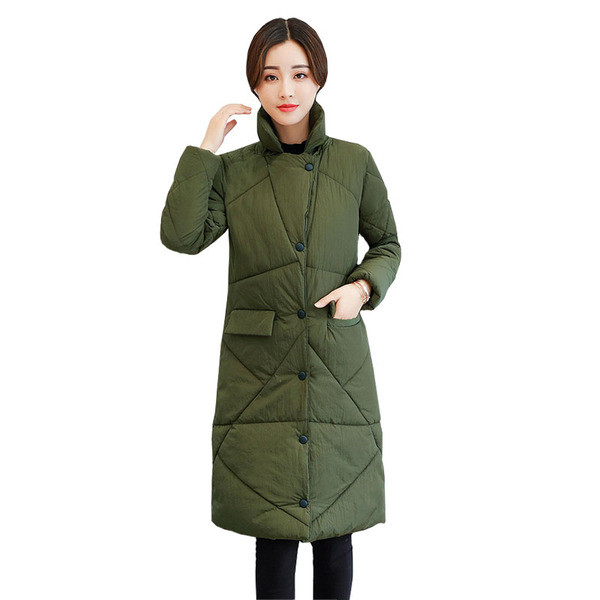 Дълго дамско яке с метални копчета и качулка в шест цвята