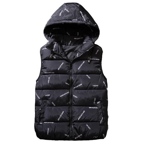 Мъжки зимен елек в светли и тъмни цветове с надпис