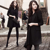 Palton elegant de damă cu buzunare în alb-negru