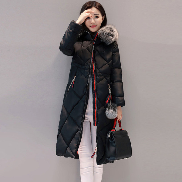 Дълго дамско яке с пух  в три цвята