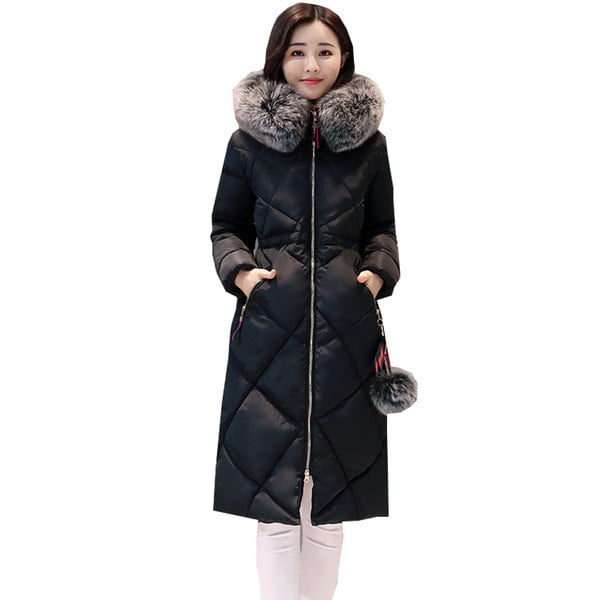 Дълго дамско яке с пух  в три цвята