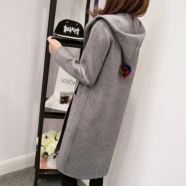 Ежедневно дамско палто с качулка дълъг модел в няколко цвята 