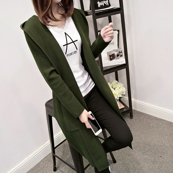 Ежедневно дамско палто с качулка дълъг модел в няколко цвята 