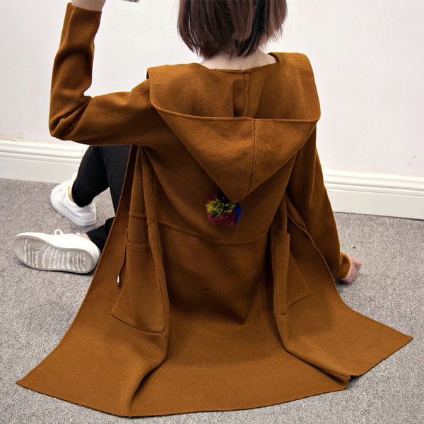 Ежедневно дамско палто с качулка дълъг модел в няколко цвята 