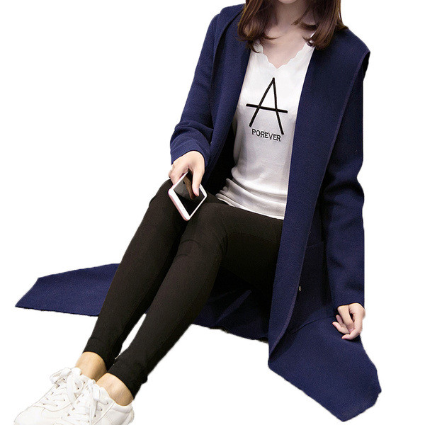 Ежедневно дамско палто с качулка дълъг модел в няколко цвята 