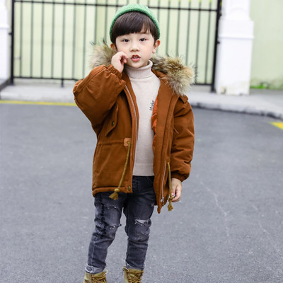 Geaca casual pentru copii pentru baieti in doua culori cu gluga din puf