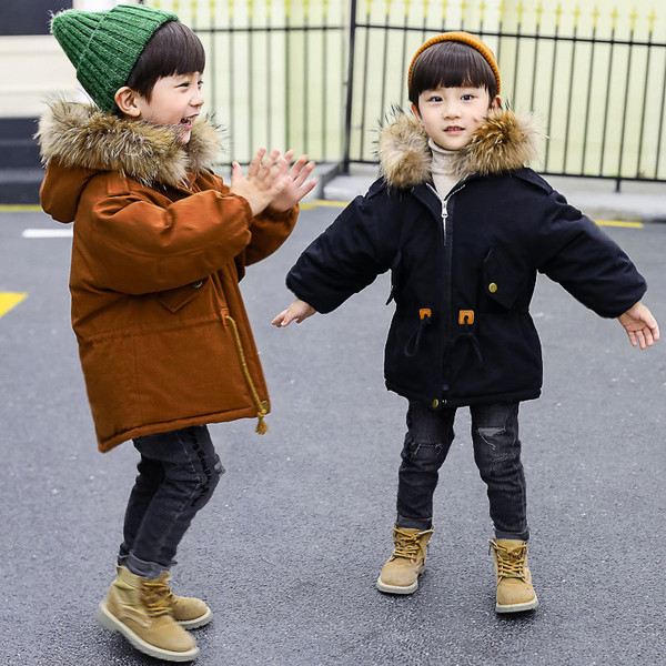 Небрежно детско яке за момчета в два цвята с пухена качулка