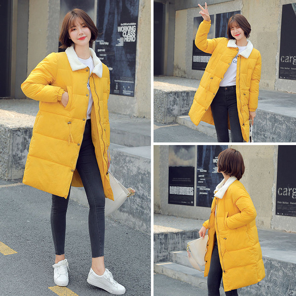 Дълго дамско яке с мека подплата в четири цвята