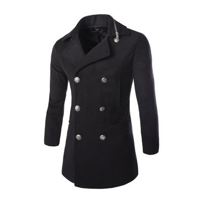 Palton modern pentru bărbați cu nasturi în gri și negru