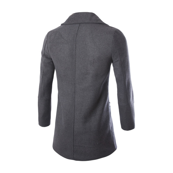 Модерно мъжко палто с копчета в сив и черен цвят