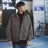 Късо мъжко палто в два цвята - широк модел