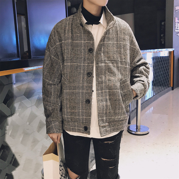 Късо мъжко палто в два цвята - широк модел