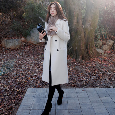 Зимно дълго дамско палто с V-образно деколте в четири цвята