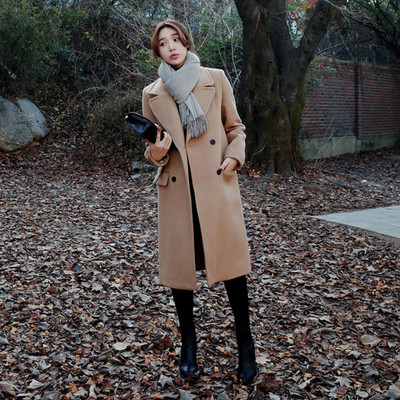 Зимно дълго дамско палто с V-образно деколте в четири цвята