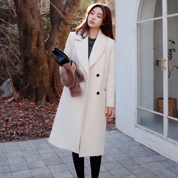 Зимно дълго дамско палто с V-образно деколте в четири цвята 