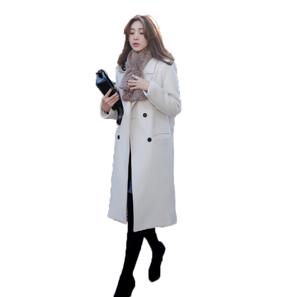 Зимно дълго дамско палто с V-образно деколте в четири цвята 