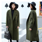 Модерно дамско палто широк модел  с V-образно декотелте в няколко цвята