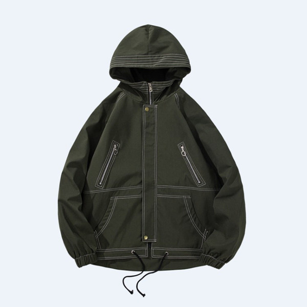 Мъжко модерно яке с надпис и качулка в три цвята