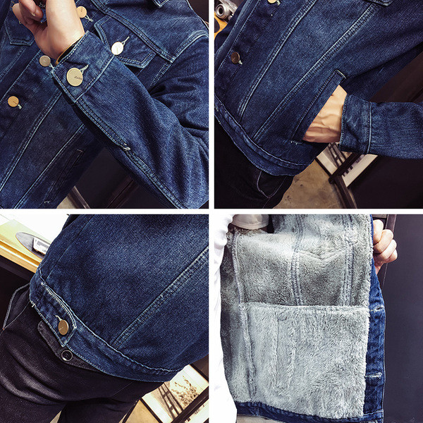 Плътно мъжко дънково яке с мека подплата в няколко модела