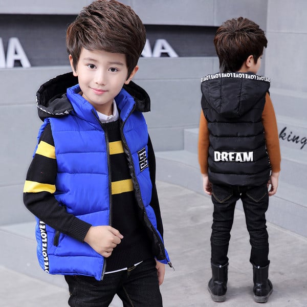 Ежедневен детски елек за момчета с качулка в три цвята