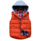 Ежедневен детски плътен елек за момчета в оранжев цвят