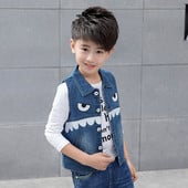 Небрежен детски елек за момчета с апликация
