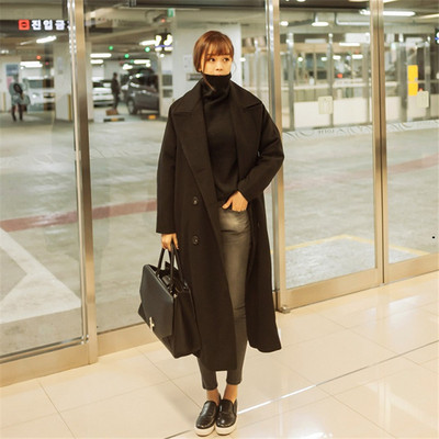 Дамско дълго палто с V-образна яка в няколко цвята