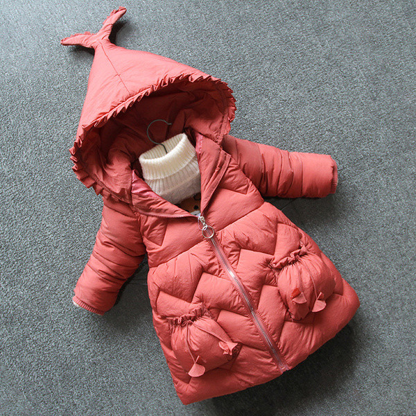 Зимно детско яке за момичета с 3D елементи в няколко цвята